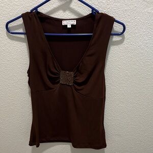 Deep Brown Sleeveless Blouse